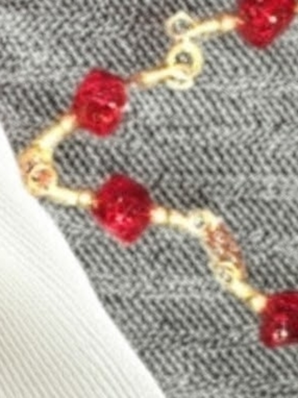 Gold-Tone Bracelet with Faceted Ruby-Red Beads - Picture 4 of 6